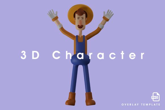 3D Farmer Share His Happy Feeling: Bringing Joyful Cartoon Poses to Your Creative Projects
