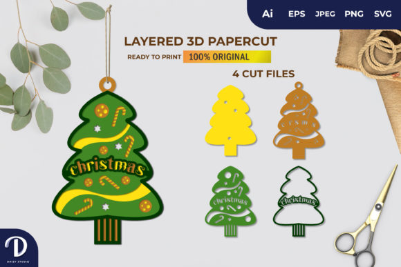 3D Papercut Christmas Tree Layered: Elevate Your Holiday Design