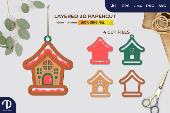 3D Papercut Gingerbread House Layered: A Versatile Asset for Creative Projects