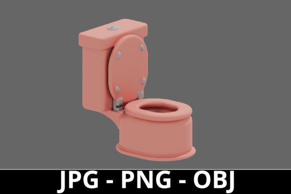 3d Pink Color Seat Toilet for Design