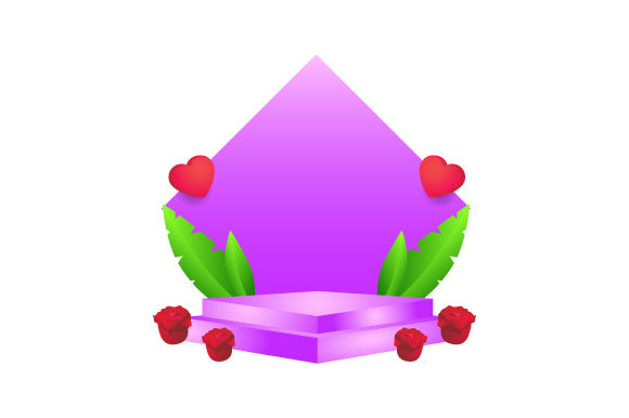 3D Purple Podium with Rose Flower Design
