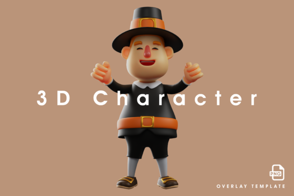 3D Thanksgiving Pilgrim Man Cartoon: A High-Resolution Asset for Modern Design Workflows
