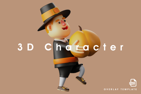 3D Thanksgiving Pilgrim Man Picture: Elevating Holiday Designs with High-Resolution 3D Assets
