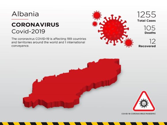 Albania Affected Country 3D Map for Pandemic Visuals
