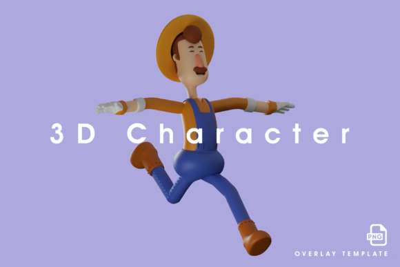 Cartoon Farmer 3D Showing Happy Feeling