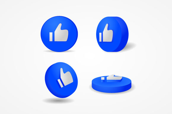 Elevate Your Digital Brand with 3D Blue Round Like Social Media Design Elements