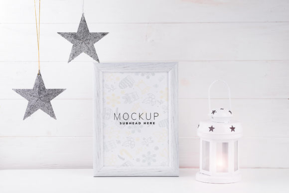 Elevate Your Holiday Branding with the Ultimate Photo Mock Up with White Frame and Stars
