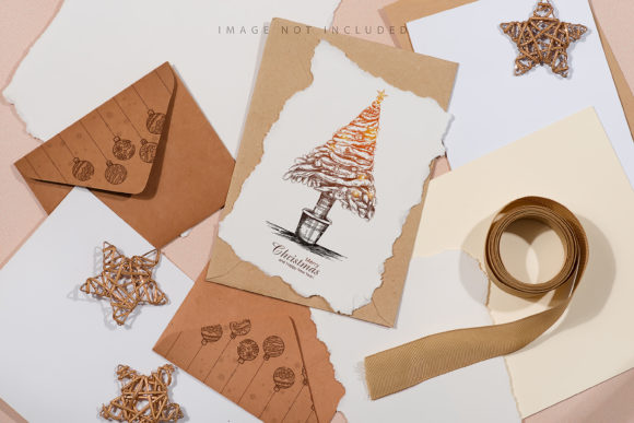 Elevate Your Holiday Designs with Christmas Craft Envelope and Card Mockups
