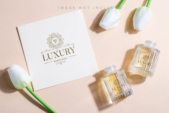 Home Fragrance Bottle Mockup with Card for Designers